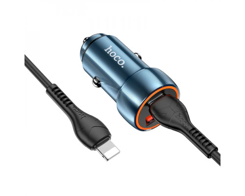 Автомобільний зарядний пристрій HOCO Z46A Blue whale PD20W+QC3.0 car charger set(C to iP) Sapphire Blue