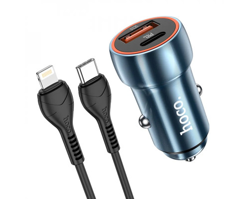 Автомобільний зарядний пристрій HOCO Z46A Blue whale PD20W+QC3.0 car charger set(C to iP) Sapphire Blue