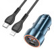 Автомобільний зарядний пристрій HOCO Z46A Blue whale PD20W+QC3.0 car charger set(C to iP) Sapphire Blue