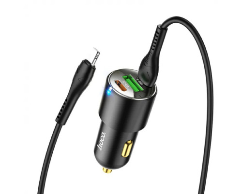 Автомобільний зарядний пристрій HOCO NZ6 PD45W 3-port(2C1A) car charger set(Type-C to iP) Black