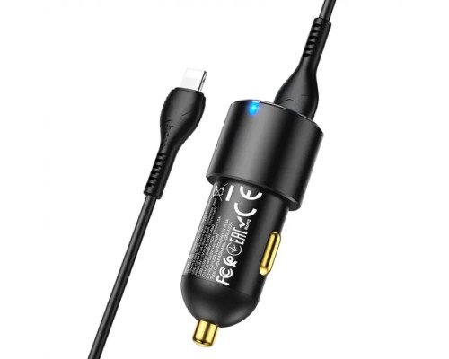 Автомобільний зарядний пристрій HOCO NZ6 PD45W 3-port(2C1A) car charger set(Type-C to iP) Black