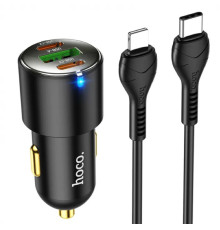 Автомобільний зарядний пристрій HOCO NZ6 PD45W 3-port(2C1A) car charger set(Type-C to iP) Black