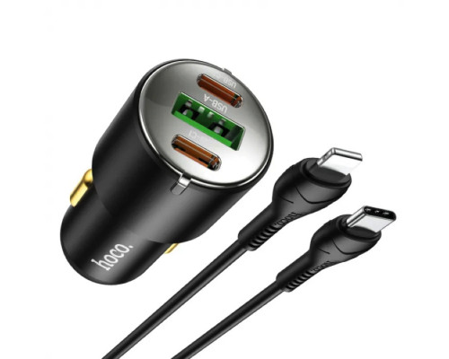 Автомобільний зарядний пристрій HOCO NZ6 PD45W 3-port(2C1A) car charger set(Type-C to iP) Black