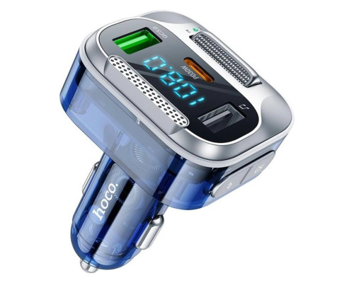 АЗП з FM-модулятором HOCO E75 Bravery PD30W+QC3.0 car BT FM transmitter Dark Blue