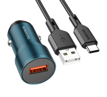 Автомобільний зарядний пристрій BOROFONE BZ19A Wisdom single port QC3.0 car charger set(Type-C) 18W Sapphire Blue