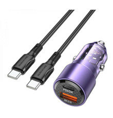 Автомобільний зарядний пристрій BOROFONE BZ20A Smart 83W dual port PD65W+QC3.0 car charger set(C to C) Transparent Purple