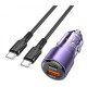 Автомобільний зарядний пристрій BOROFONE BZ20A Smart 83W dual port PD65W+QC3.0 car charger set(C to C) Transparent Purple