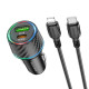 Автомобільний зарядний пристрій BOROFONE BZ21 Brilliant 48W dual port PD30W+QC3.0 car charger set(C to iP) Black