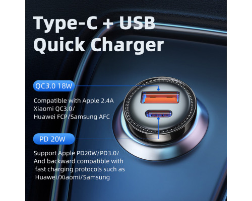 Автомобільний зарядний пристрій Essager Sunset Type-C to Lightning 20W USB Charging Cable black (ECC2Q-WL0A)