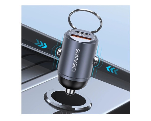 Автомобільний зарядний пристрій Usams US-CC206 C38 PD30W A+C Dual Ports Fast Charging Invisible Ring Car Charger tarnish