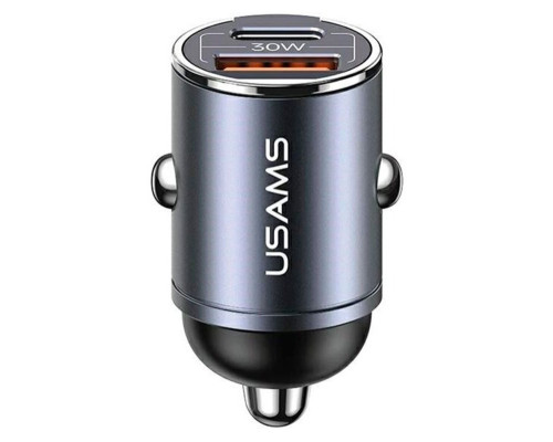 Автомобільний зарядний пристрій Usams US-CC206 C38 PD30W A+C Dual Ports Fast Charging Invisible Ring Car Charger tarnish