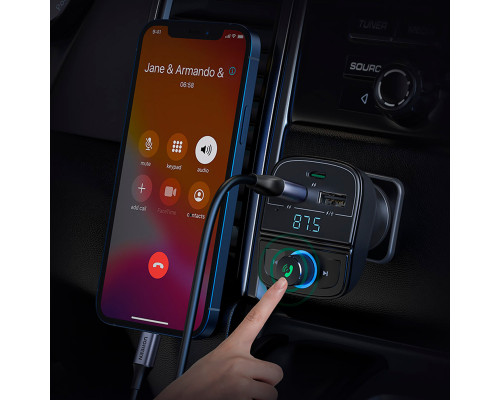 АЗП з FM-модулятором UGREEN CD229 FM&Bluetooth Transmitter&Car Charger + TF Slot Black (UGR-80910)