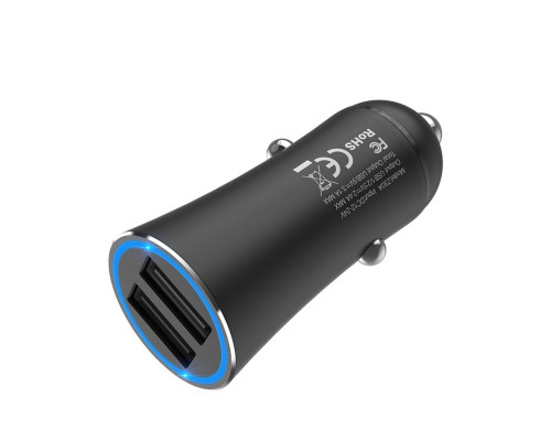 Автомобільний зарядний пристрій HOCO Z30A Easy route dual port car charger Black