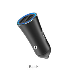 Автомобільний зарядний пристрій HOCO Z30A Easy route dual port car charger Black