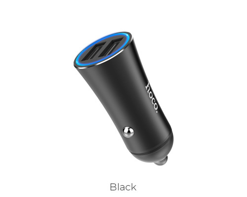 Автомобільний зарядний пристрій HOCO Z30A Easy route dual port car charger Black