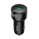 Автомобільний зарядний пристрій HOCO Z42 Light road dual port digital display PD20W+QC3.0 car charger Black