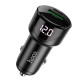 Автомобільний зарядний пристрій HOCO Z42 Light road dual port digital display PD20W+QC3.0 car charger Black