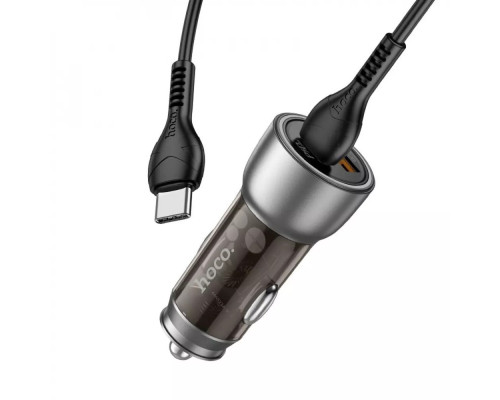 Автомобільний зарядний пристрій HOCO NZ8 Sprinter 43W dual port PD25W+QC3.0 car charger set(Type-C to Type-C) Brown