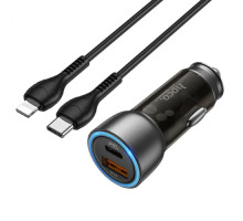 Автомобільний зарядний пристрій HOCO NZ8 Sprinter 43W dual port PD25W+QC3.0 car charger set(C to iP) Brown