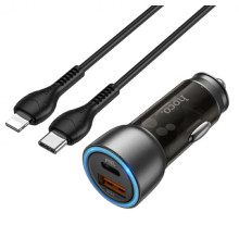 Автомобільний зарядний пристрій HOCO NZ8 Sprinter 43W dual port PD25W+QC3.0 car charger set(C to iP) Brown