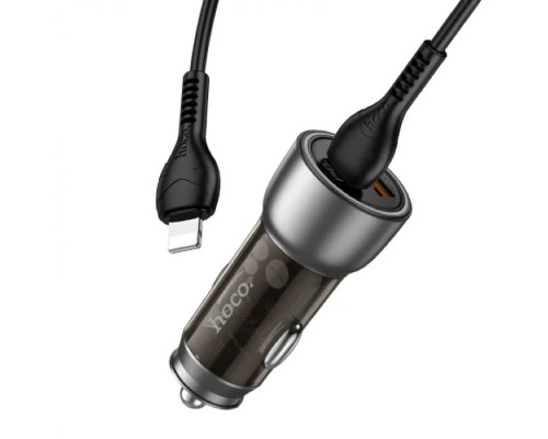 Автомобільний зарядний пристрій HOCO NZ8 Sprinter 43W dual port PD25W+QC3.0 car charger set(C to iP) Brown