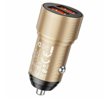 Автомобільний зарядний пристрій BOROFONE BZ19 Wisdom dual port car charger Gold