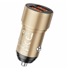 Автомобільний зарядний пристрій BOROFONE BZ19 Wisdom dual port car charger Gold