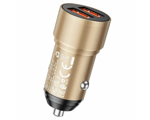 Автомобільний зарядний пристрій BOROFONE BZ19 Wisdom dual port car charger Gold