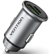 Автомобільний зарядний пристрій Vention Two-Port USB A+C(18/20) Car Charger Gray Mini Style Aluminium Alloy Type (FFBH0)