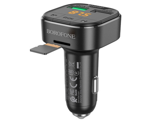 АЗП з FM-модулятором BOROFONE BC43 Flash QC3.0 car BT FM transmitter 18W Black 8525500090