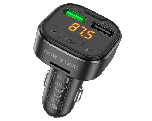 АЗП з FM-модулятором BOROFONE BC43 Flash QC3.0 car BT FM transmitter 18W Black 8525500090