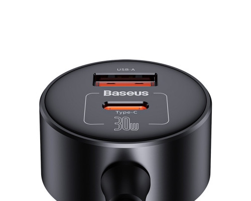 Автомобільний зарядний пристрій Baseus High Efficiency Pro 1-for-2 Car Cigarette Lighter 30W Cosmic Black (C00455300121-00)