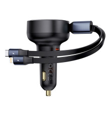 Автомобільний зарядний пристрій Baseus Enjoyment Pro Car Charger C+Retractable C & iP Cable 60W Cluster Black (C00057802111-00)