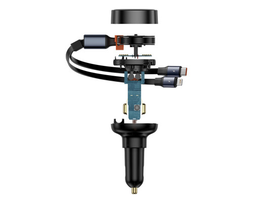 Автомобільний зарядний пристрій Baseus Enjoyment Pro Car Charger C+Retractable C & iP Cable 60W Cluster Black (C00057802111-00)