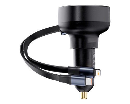 Автомобільний зарядний пристрій Baseus Enjoyment Pro Car Charger C+Retractable C & iP Cable 60W Cluster Black (C00057802111-00)