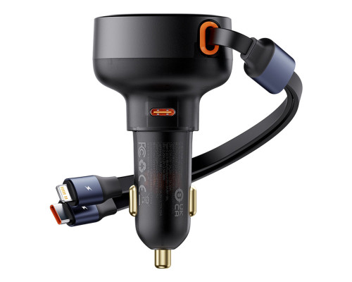 Автомобільний зарядний пристрій Baseus Enjoyment Pro Car Charger C+Retractable C & iP Cable 60W Cluster Black (C00057802111-00)