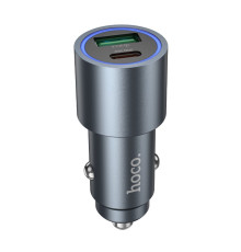 Автомобільний зарядний пристрій HOCO Z60 Bloom 48W dual-port PD30W+QC3.0 multi-protocol car charger Metal Gray (6942007642095)