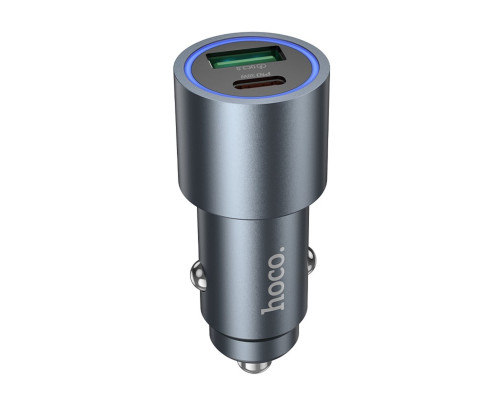 Автомобільний зарядний пристрій HOCO Z60 Bloom 48W dual-port PD30W+QC3.0 multi-protocol car charger Metal Gray (6942007642095)