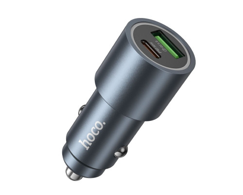 Автомобільний зарядний пристрій HOCO Z60 Bloom 48W dual-port PD30W+QC3.0 multi-protocol car charger Metal Gray (6942007642095)