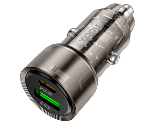 Автомобільний зарядний пристрій HOCO Z52 Spacious PD38W (1C1A) car charger Transparent Black (6942007601740)