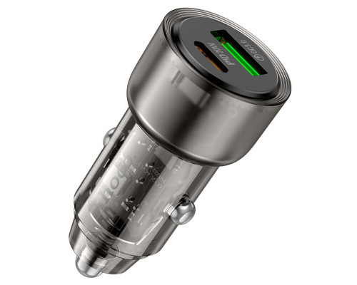 Автомобільний зарядний пристрій HOCO Z52 Spacious PD38W (1C1A) car charger Transparent Black (6942007601740)