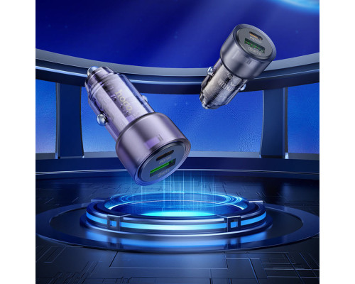 Автомобільний зарядний пристрій HOCO Z52 Spacious PD38W (1C1A) car charger Transparent Black (6942007601740)