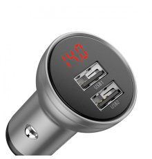 АЗП Baseus Digital Display 4.8A 24W 2USB-A silver PLS-00-00052181