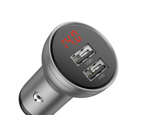 АЗП Baseus Digital Display 4.8A 24W 2USB-A silver PLS-00-00052181