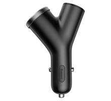 АЗП Baseus Y type dual USB+cigarette lighter extended car charger 3.1 A Black