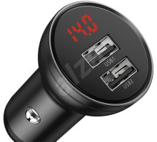 Автомобільний зарядний пристрій Baseus Digital Display Dual USB 4.8A Car Charger 24W Grey