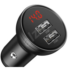 Автомобільний зарядний пристрій Baseus Digital Display Dual USB 4.8A Car Charger 24W Grey