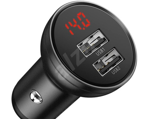 Автомобільний зарядний пристрій Baseus Digital Display Dual USB 4.8A Car Charger 24W Grey