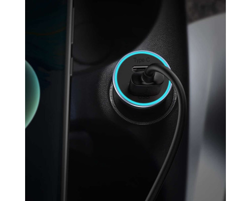 Автомобільний зарядний пристрій Baseus Golden Contactor Pro Dual Car Charger U+C 40W (With Cable Type-C/ iP 1m) Dark Grey (TZCCJD-B0G)