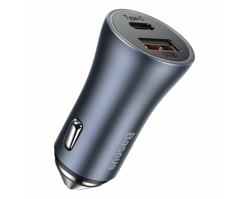 Автомобільний зарядний пристрій Baseus Golden Contactor Pro Dual Car Charger U+C 40W (With Cable Type-C/ iP 1m) Dark Grey (TZCCJD-B0G)